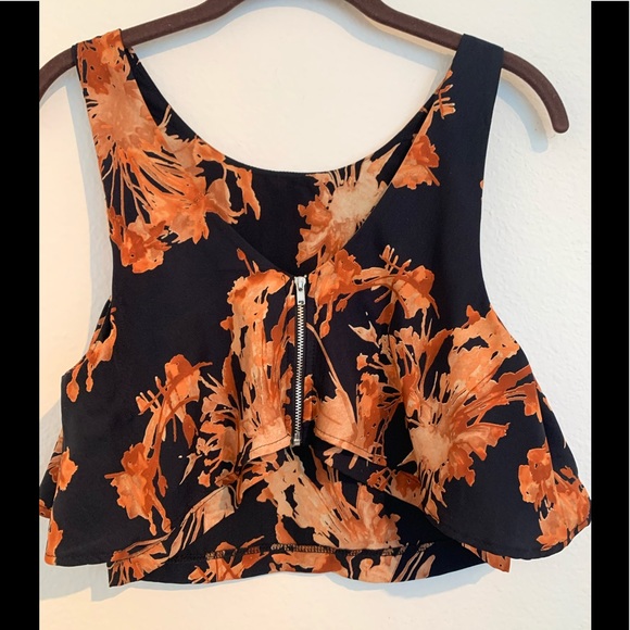 Lulus Tops - LuLu’s crop blouse M navy print zip back